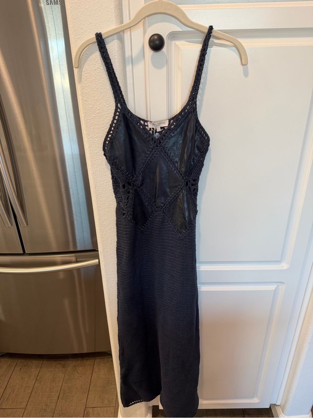 Navy Crochet Knit Dress
